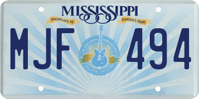 MS license plate MJF494