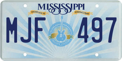 MS license plate MJF497