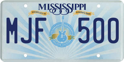 MS license plate MJF500