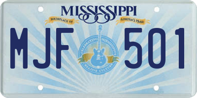 MS license plate MJF501