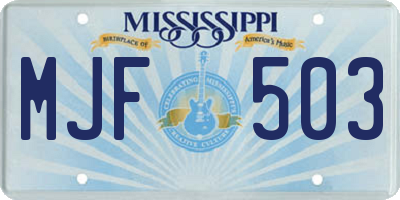 MS license plate MJF503