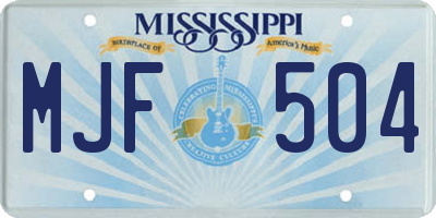 MS license plate MJF504