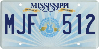 MS license plate MJF512
