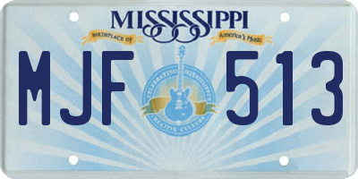 MS license plate MJF513