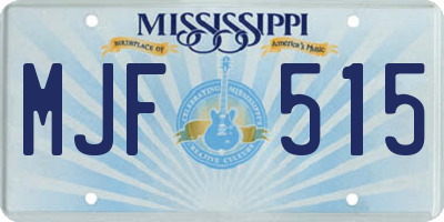 MS license plate MJF515