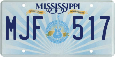 MS license plate MJF517