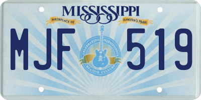 MS license plate MJF519