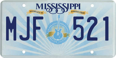 MS license plate MJF521