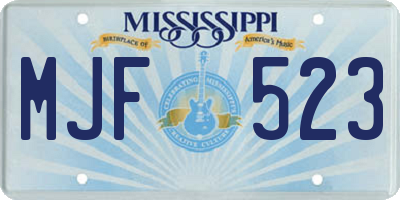 MS license plate MJF523