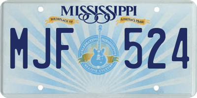 MS license plate MJF524
