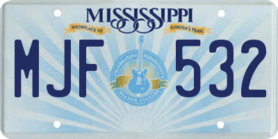 MS license plate MJF532