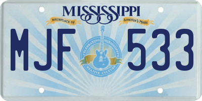 MS license plate MJF533