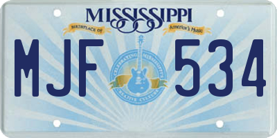 MS license plate MJF534