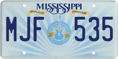 MS license plate MJF535