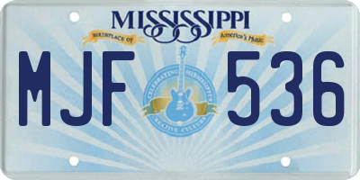 MS license plate MJF536