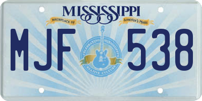MS license plate MJF538