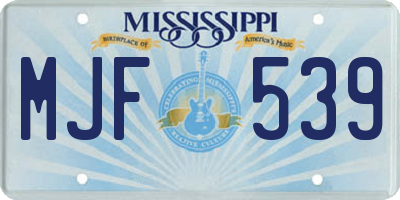 MS license plate MJF539