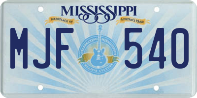 MS license plate MJF540