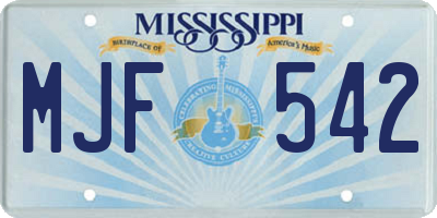 MS license plate MJF542
