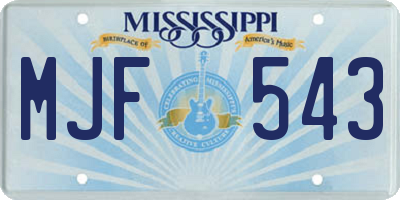 MS license plate MJF543