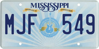MS license plate MJF549