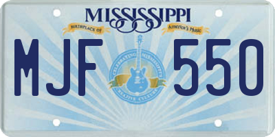 MS license plate MJF550