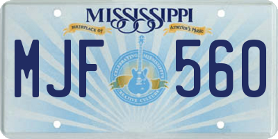 MS license plate MJF560