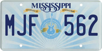 MS license plate MJF562