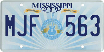 MS license plate MJF563