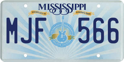 MS license plate MJF566