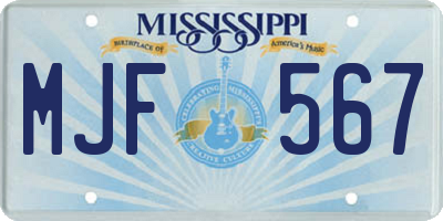 MS license plate MJF567