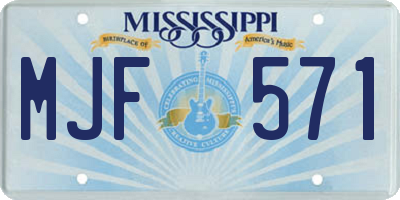 MS license plate MJF571