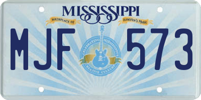MS license plate MJF573