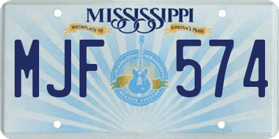 MS license plate MJF574