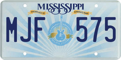 MS license plate MJF575