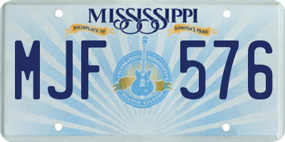 MS license plate MJF576