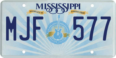 MS license plate MJF577