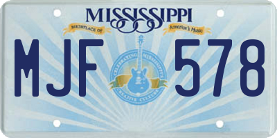 MS license plate MJF578