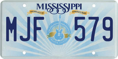 MS license plate MJF579