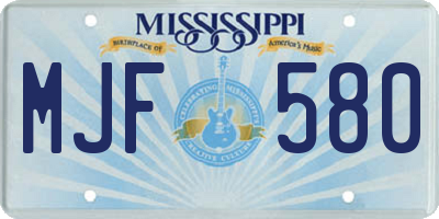MS license plate MJF580