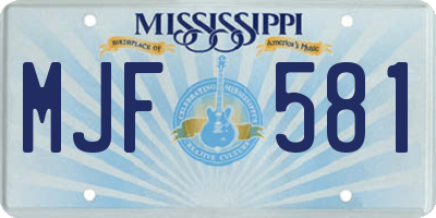 MS license plate MJF581