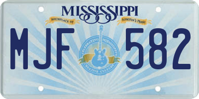 MS license plate MJF582