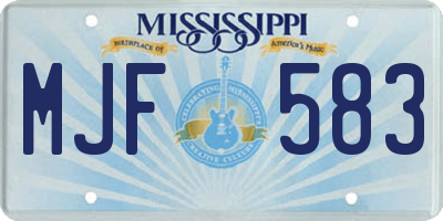 MS license plate MJF583