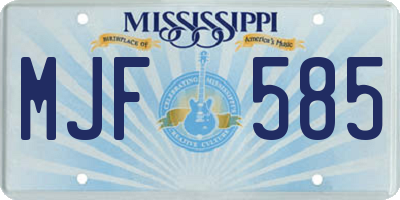 MS license plate MJF585