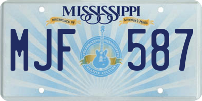 MS license plate MJF587