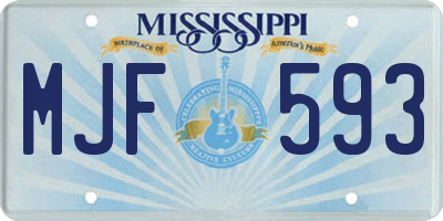MS license plate MJF593