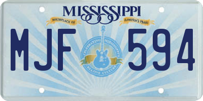 MS license plate MJF594