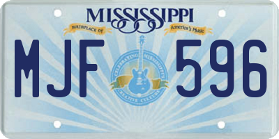 MS license plate MJF596