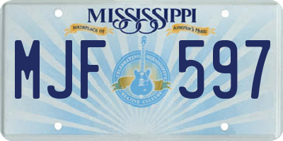 MS license plate MJF597