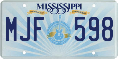 MS license plate MJF598